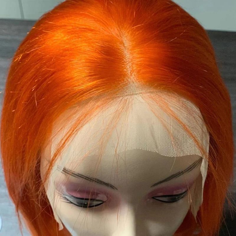 Wholesale Pink Rellow Orange Color Brazilian Virgin Human Hair Colored Lace Frontal Bob Wig Hot Wigs