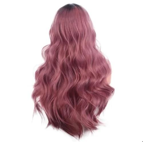 Women′ S Pink Wig Long Fluffy Curly Wavy Hair Wigs for Girl