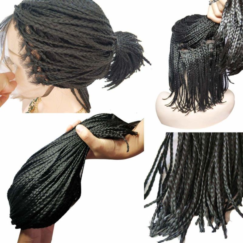 Braided Wigs13X4 Part Swiss Lace Bob Wigs, Full Hand Made Tied Cornrows Front Wigs, Heat Resistant S Micro Bra