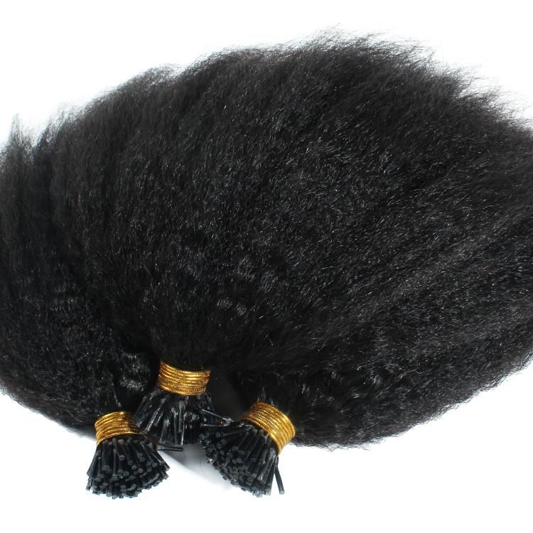 Wholesale 12A Raw Cuticle Aligned Human Hair Yaki Straight I Tip Hair Extension