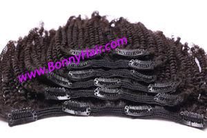 Kinky Curly Indian Virgin Human Hair Clip on Hair Extension