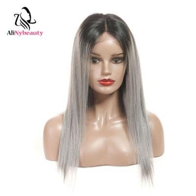 1b/Grey Ombre Remy Human Hair Extensions Straight Hair