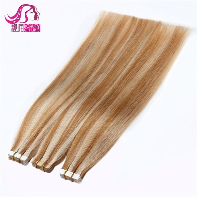 Tape in Human Hair Extension, Natural Double Drawn Tape Hair Extension 16"-24" 20PCS/Lot Brazilian PU Hair, Remy Skin Weft Hair