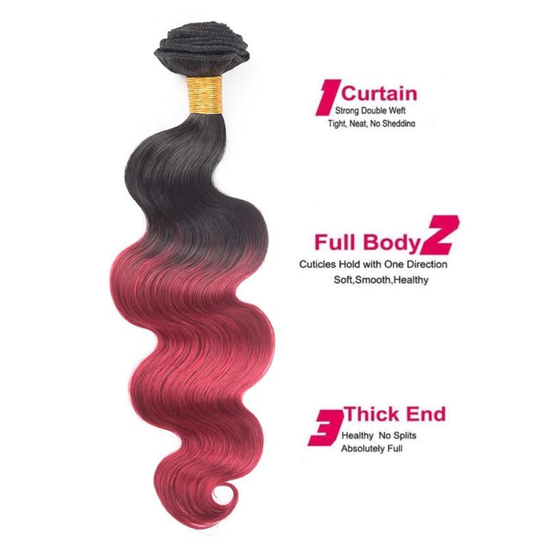 Ombre Human Hair Weaves Peruvian Human Hair Body Wave Bundles