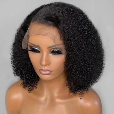 Kbeth 13*4 Short Bob Afro Curly Lace Front Human Hair Wigs Pre-Plucked Virgin Cuticle Aligned Hair Woman Short Hair Wigs