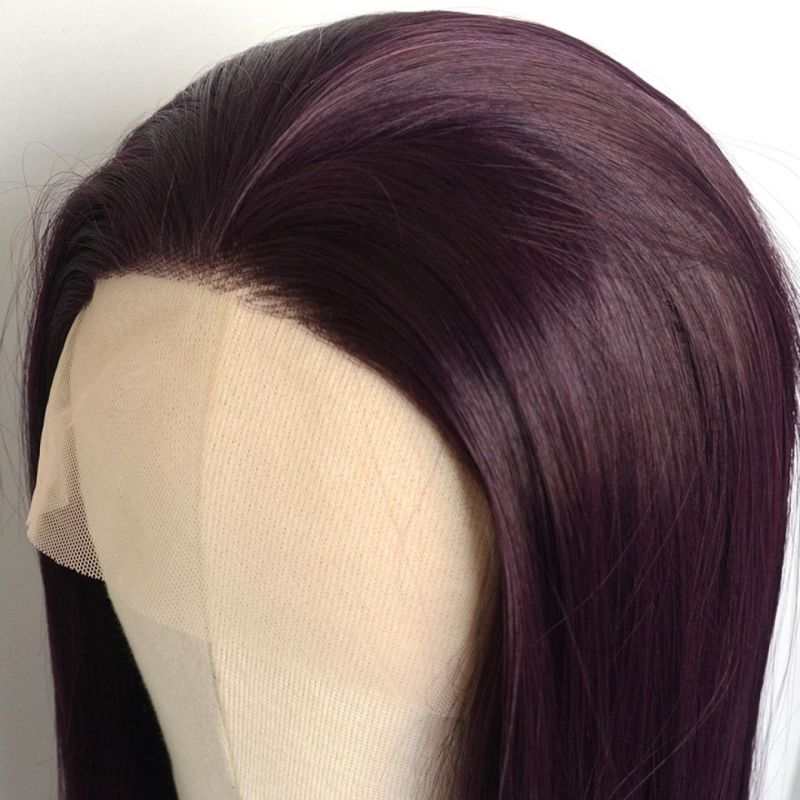 Dark Red Hair Brazilian Human Hair Wigs Lace Front Wig Straight Remy Virgin Hair Wig for Women 26 Inches