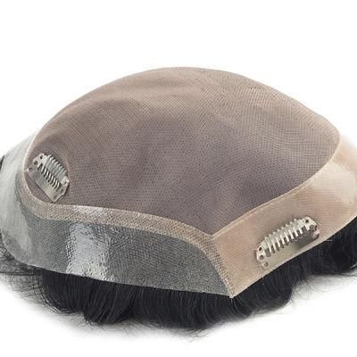 Mono with Npu Back Sides and Clear PU Front Hairpiece for Men