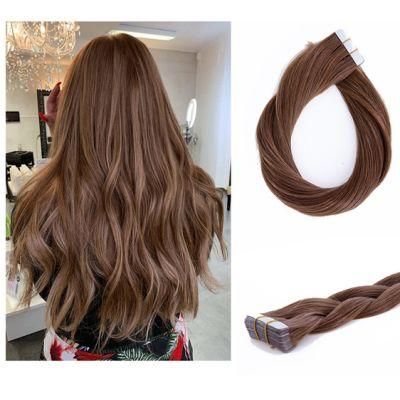 Hair for Woman Straight PU Skin Weft Adhesives Hair Extensions 16&quot; 20&quot; 24&quot; Blonde Color Hand Tied Tape in Remy Human Hair