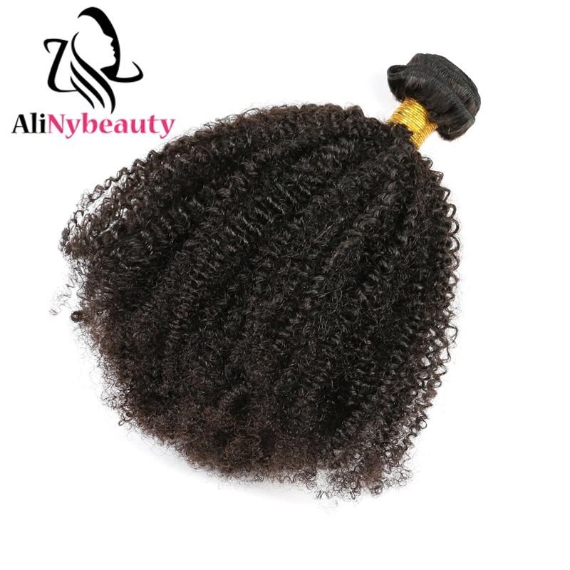 Peruvian Virgin Afro Kinky Curly Hair 3 Bundles with Lace Closure
