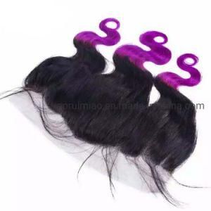 Wholesale 13*4 Swiss Lace Top Frontal Closures Two Tones Virgin Peruvian Ombre Remy Hair