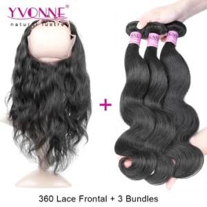 Yvonne 100% Body Wave Brazilian Human Hair Weave with 360 Lace Frontal