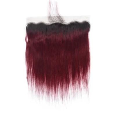 Ombre 1b/99j Human Hair Frontal Closure Straight with Baby Hair