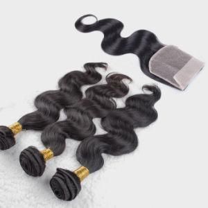 Virgin Brazilian Hair Bundles with Closure Wholesale Swiss Lace Frontal