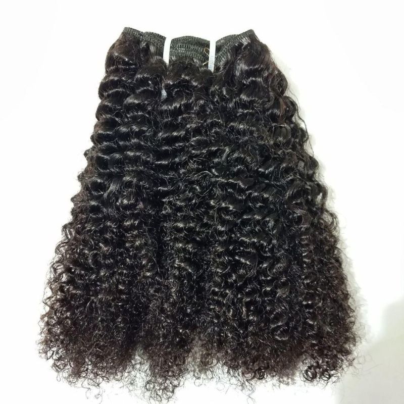 Natural Color Grade 8A Brazilian Human Hair Bundles Afro Kinky Curl with Closure