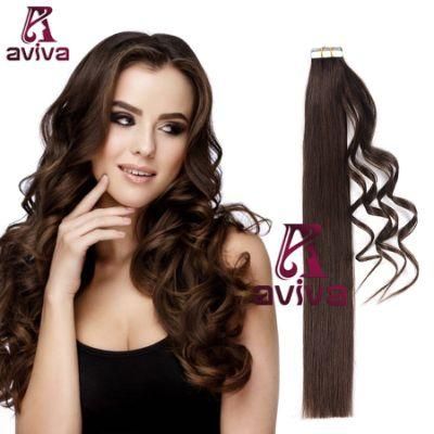 Virgin Hair Double Side Tape Hair Extension PU Tape Human Hair Extension Natural Color 20inch (AV-TP0020-2)