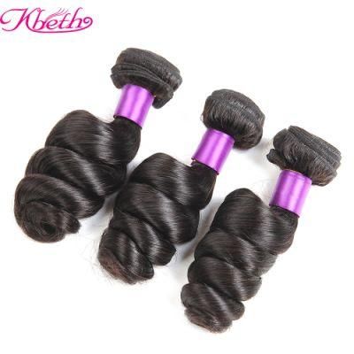 Kbeth Loose Wave 3 Bundles Silk Hair Peruvian Natural Color 100% Human Hair Extensions Remy Hair Weaving Bundles 16-26 Inch