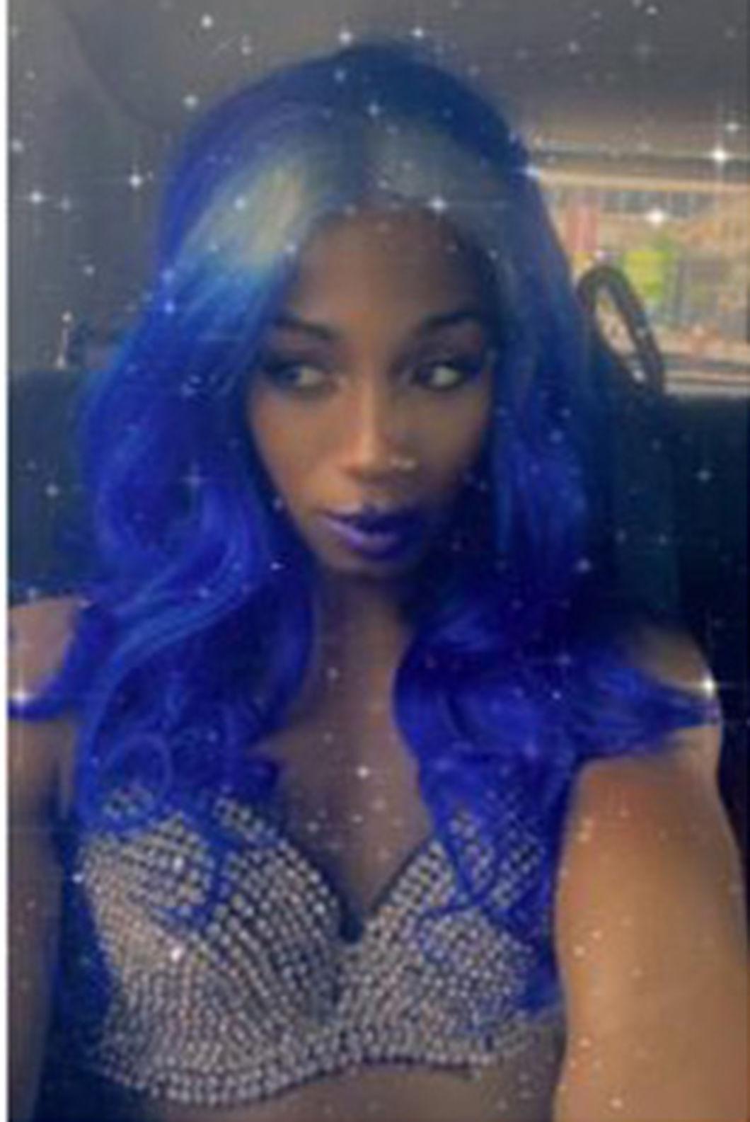 Blue Lace Part Front Wig Human Hair Wig Light Blue Colored Human Hair Wave Wigs Lace Remy Wig 150% for Women 18 Inches