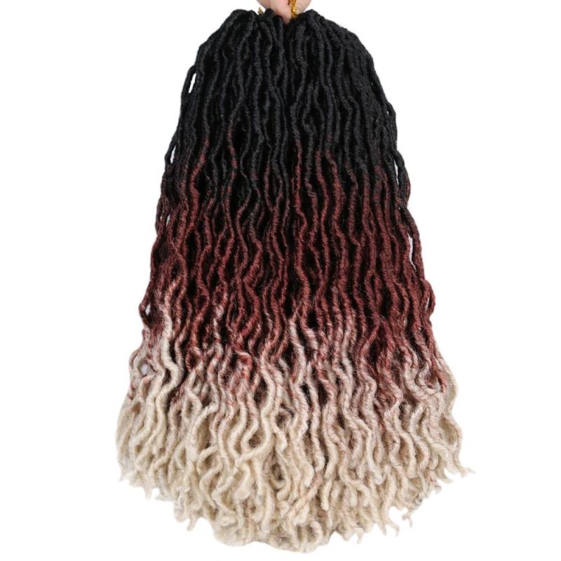 18" 24 Strands/Pack Synthetic Ombre Gypsy Locs Crochet Twist Braided Hair Goddess Locs Hair Extension