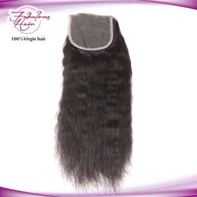 Natural Black 10 Inch Brazilian Yaki Straight Human Hair Lace Closure