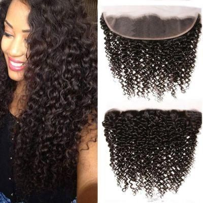Lace Frontal Curly 13X4 Brizilian Virgin Human Hair Closure Curly Wave Hair Closure Natural Black Color Hair Extention 8 Inch