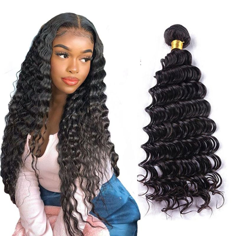 Kbeth Deep Wave Natural Brazilian Human Hair Bundles with Lace Closure Wholesale Virgin Deep Wave Hair Weave Bundles with Frontals