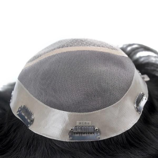 Lw4397: Durable Fine Mono Human Hair Wig with Natural Silk Top