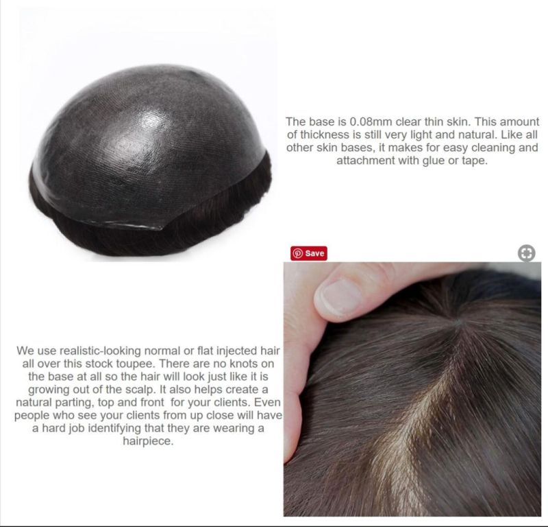 Ins Injected Super Thin Skin Stock High Quality Mens Toupee