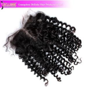 Kinky Curly Indian Virgin Human Hair Top Lace Closure