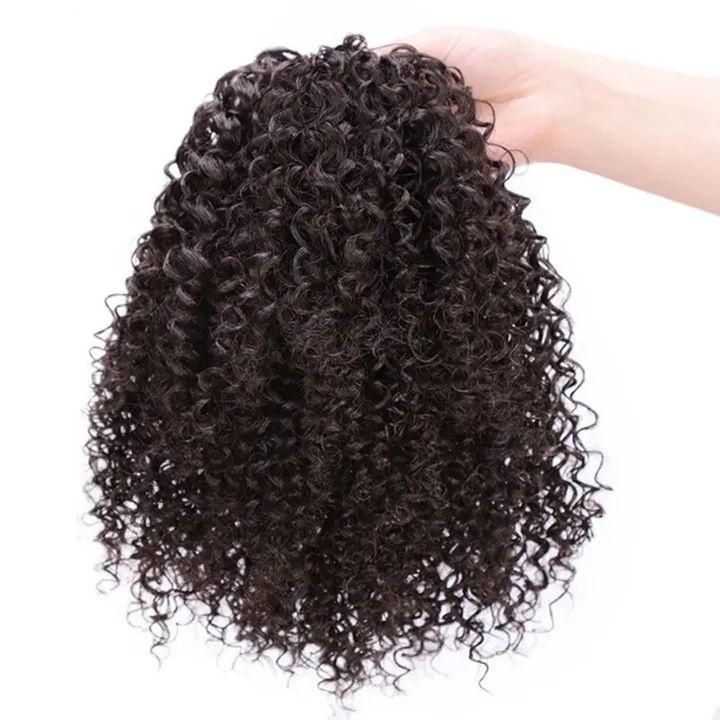 8inch Short Afro Curly Stretch Mesh Ponytail Hair Extension Heat Resistant Synthetic Fiber