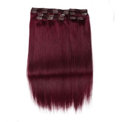 Indian Cuticle Aligned Human Hair Straight Clip in Hair Extensions #35