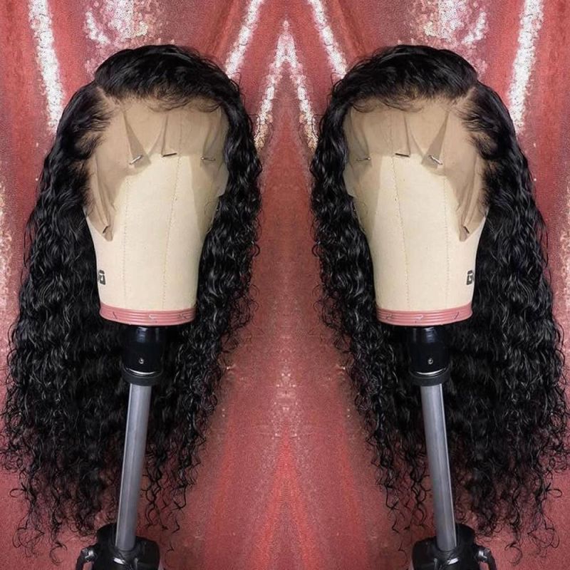 Deep Wave Closure Wig Human Hair Lace Front Wig Preplucked