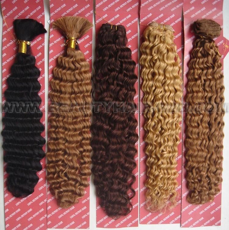 100% Brazlian/Peruvian/Malaysian/Indian/European Remy Hair Curly Human Hair Weft