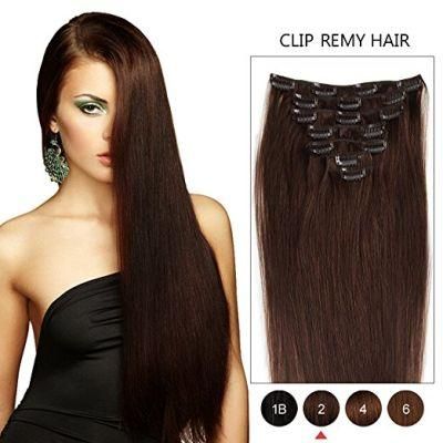 Brazilian Hair Extension Clip in Human Hair Extension 18inch 7PCS for Full Head (AV-CHL07-18-2)