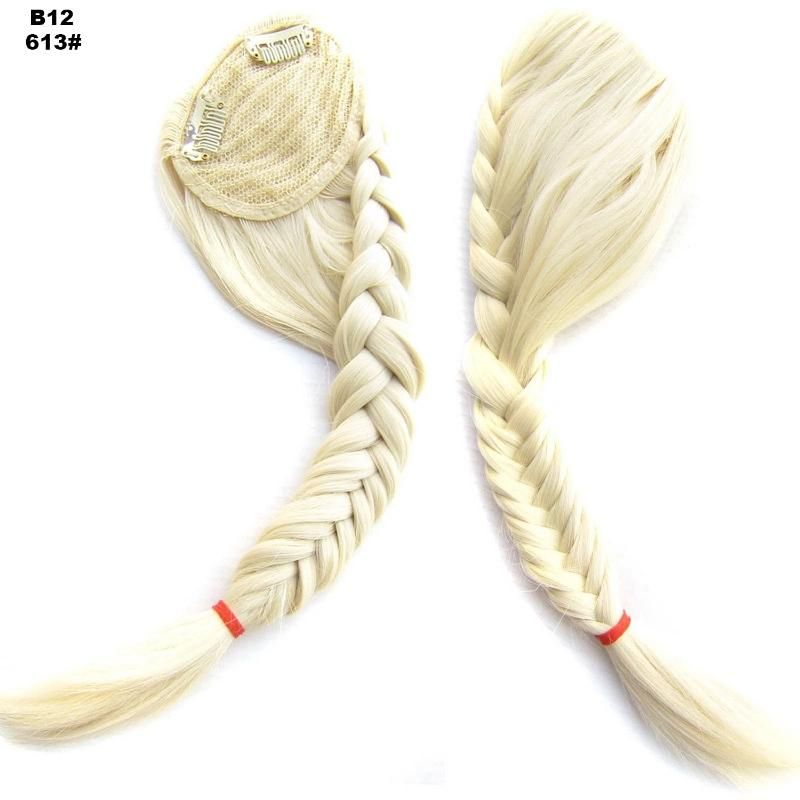 Synthetic Handmade Plait Fishtail Side Bangs Clip in Hair Piece