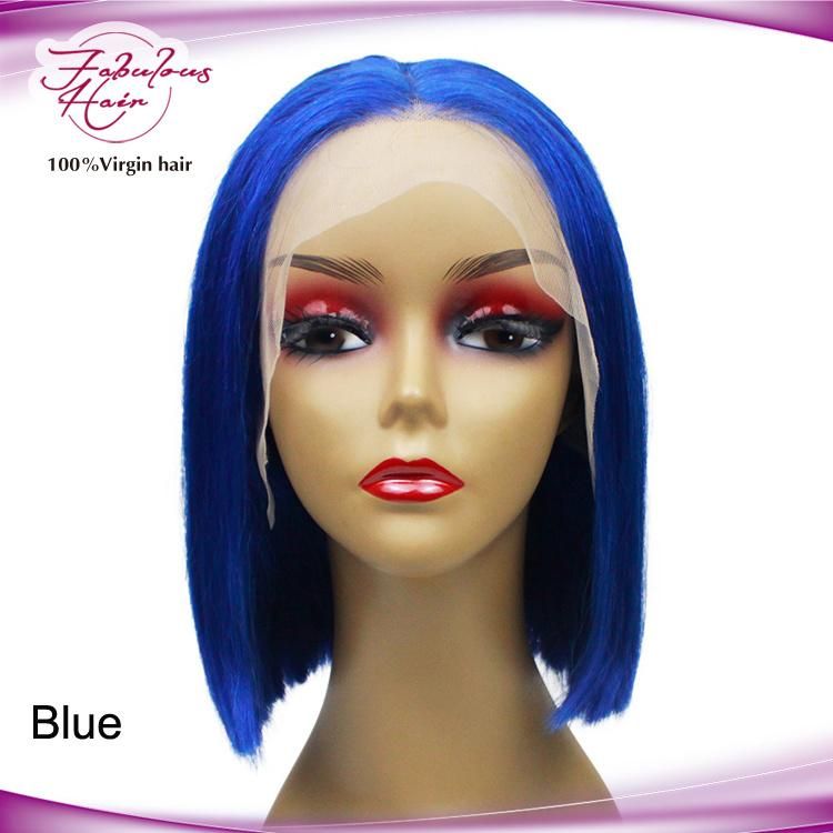 Cheap Natural Human Hair Remy Blue Bob Wigs for Sale