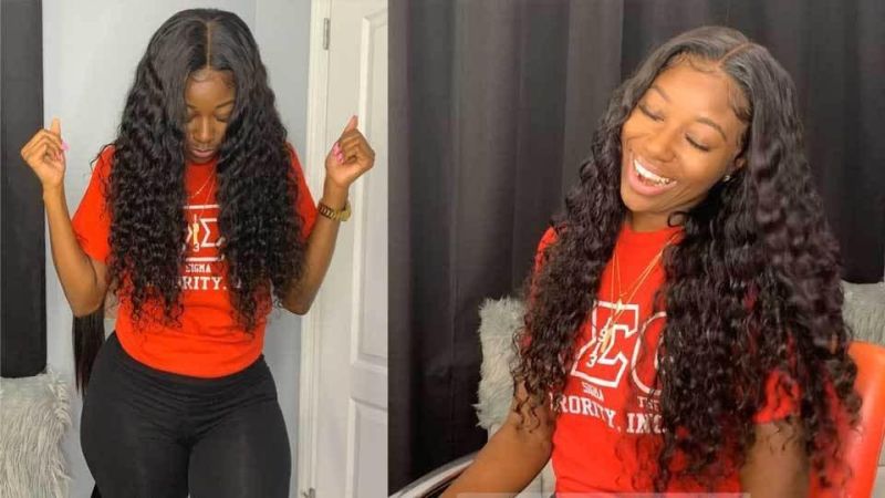 Factory Price 4*4 100% Human Hair Water Wave Frontal Wig HD Transparent Lace Front Wig for Black Women