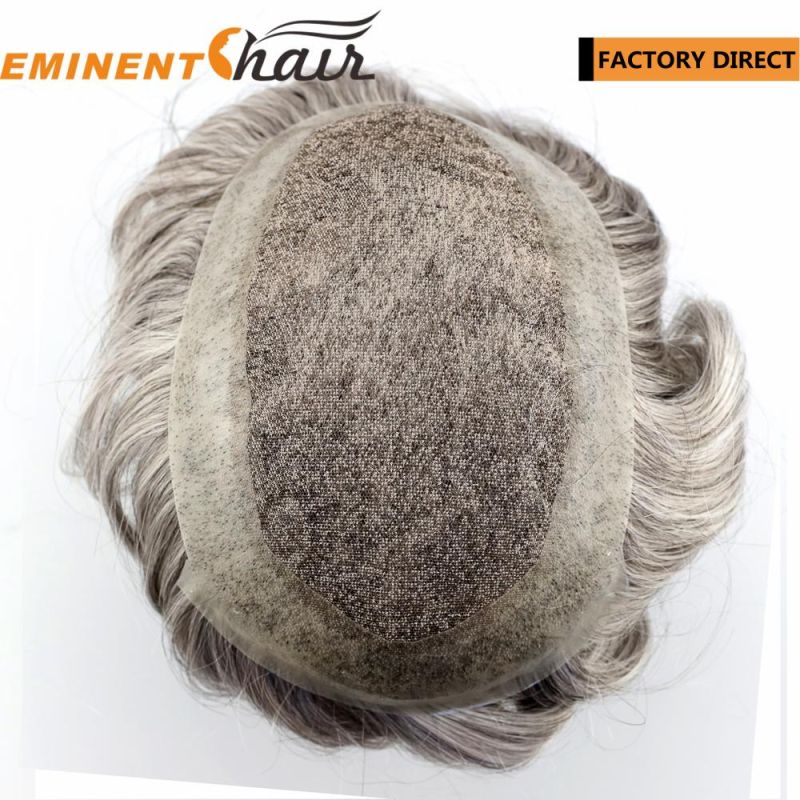 V Looped Front Custom Made Men′s Human Hair Toupee