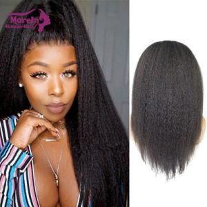 Trending Natural Color Kinky Straight Full Lace Wig Human Hair Light Brown Lace Wigs in Stock