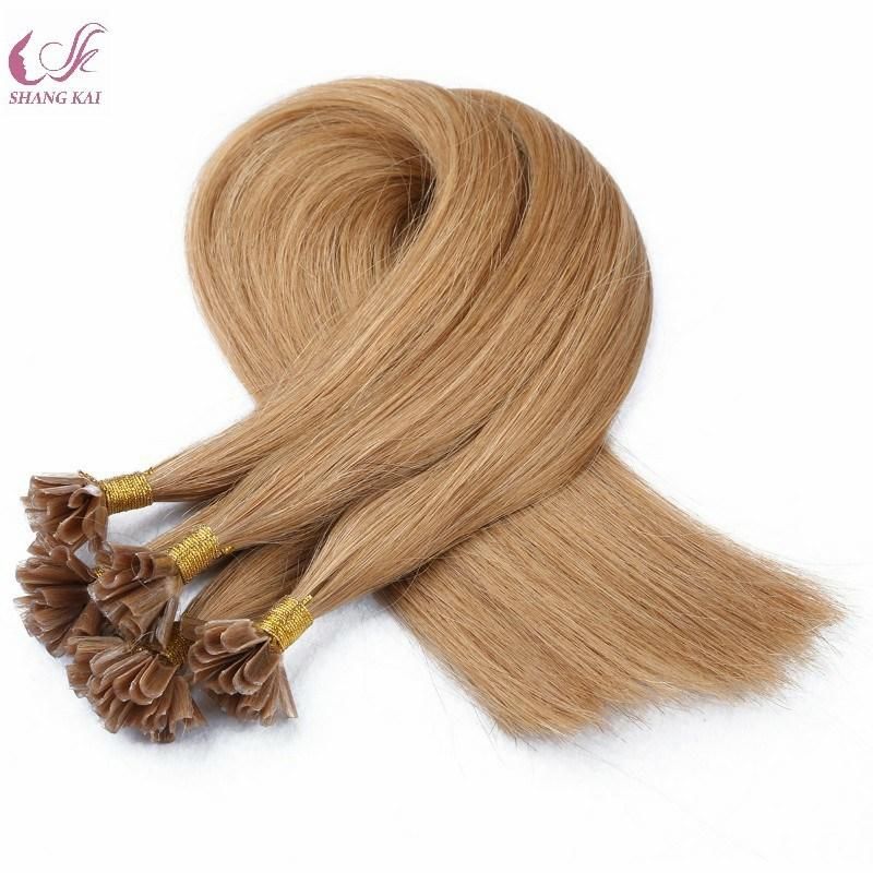 Double Drawn Full Cuticle Blonde Russian Remy Hair Keratin U Tip Hair Extensions Nail Tip Hair