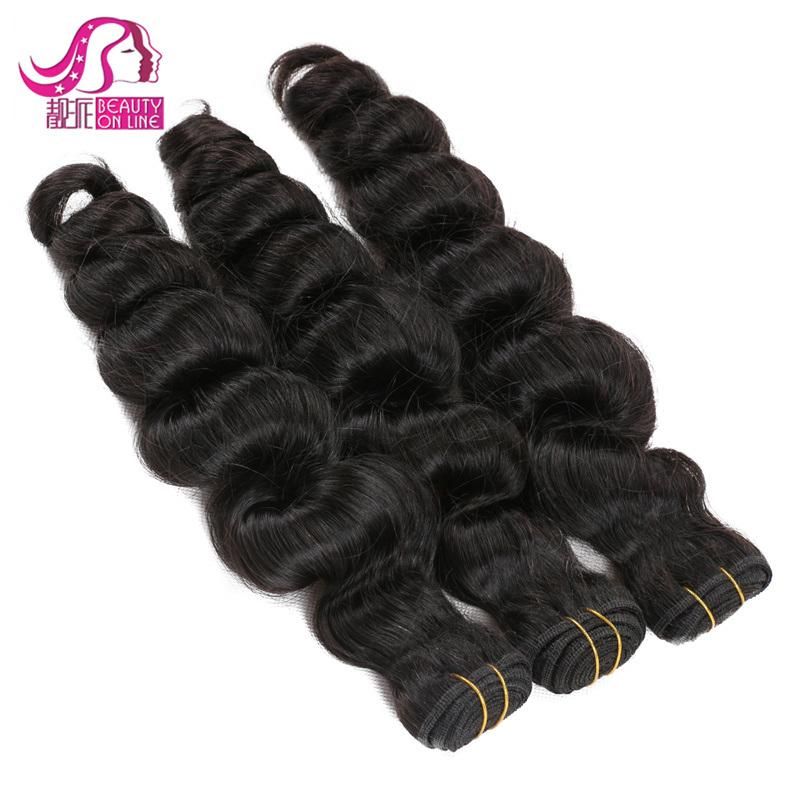 100% Raw Unprocessed Virgin Cuticle Aligned Human Hair Extensions, Peruvian Bulk Hair Loose Wave Bundles with Lace Closure