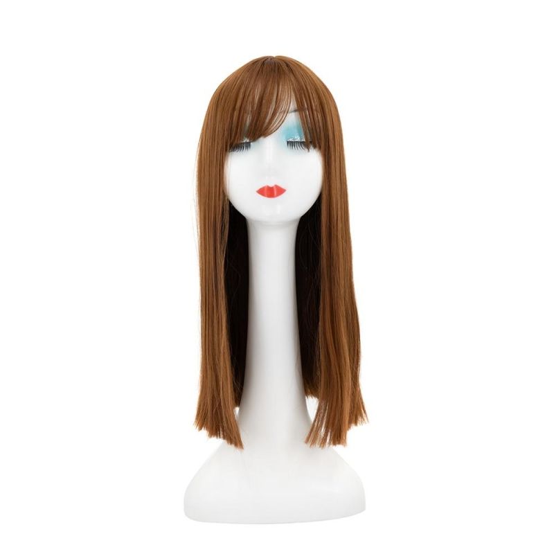 Kbeth Human Hair Wig with Bangs Straight Brown Hot Sale 20 22 24 26 28 30 Inch Length Brazilian Custom Accept Ombre Color Black Ladies Wigs for Summer