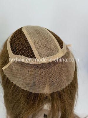 Fish Net Integration Hair Piece Topper Human Hair Toupee Topper for Women with Breathable Hole