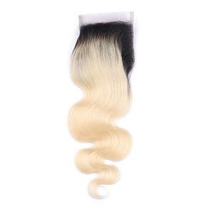 High Quality Human Brazilian Virgin Hair of Blond Color Body Wave Lace Closure