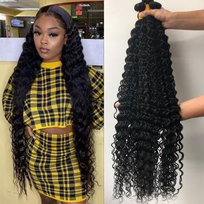 Kbeth Best Hair Deep Wave Human Hair Bundles Brazilian Virgin Human Hair Weaving Deep Wave Natural Black 24-38inch Long Hair Bundle