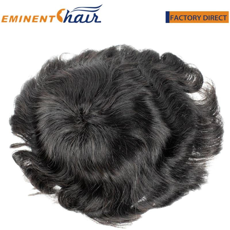 French Lace with Thin Skin Sides and Back Natural Male Human Hair Toupee
