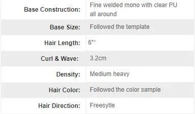 Custom Made Men′s Indian Human Hair Toupee