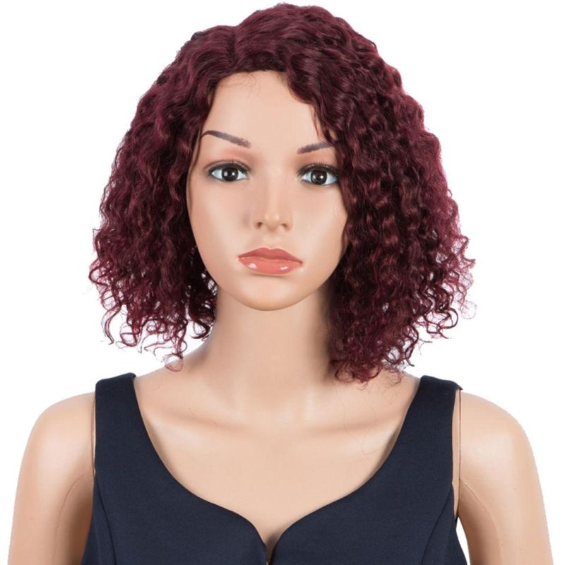 Brown Wine Red Short Water Wave L Part Lace Front Human Hair Wigs Remy Brazilian Hair Lace Front Part Wig Pixie Cut Short Bob Curly Wigs for Black Women
