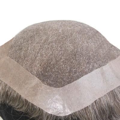 Men&prime;s Toupee Custom Made Full Hand Tied Swiss Lace Grey Hair
