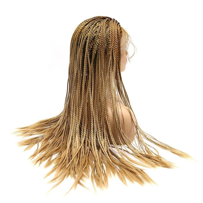 Braided Lace Front Wigs Brown Ombre Honey Blonde Wig with Baby Hair Heat Resistant Fiber Synthetic Lace Front