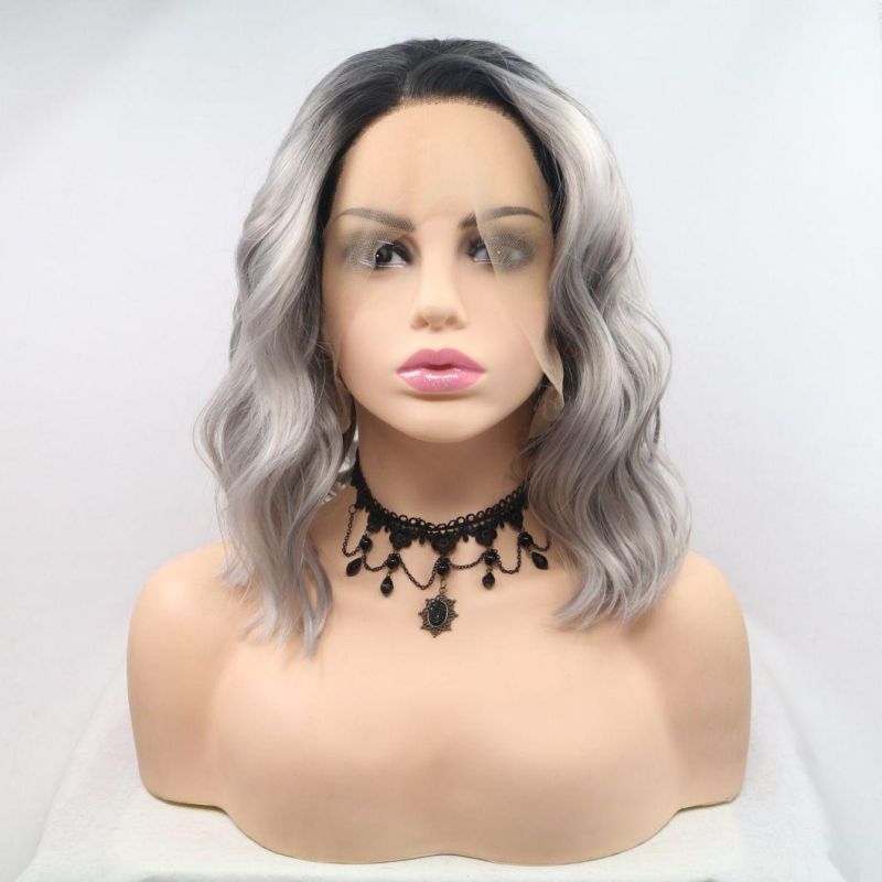 Wholesale Gray Ombre Lace Frontal Wigs Pixie Cut Short Hair Wig